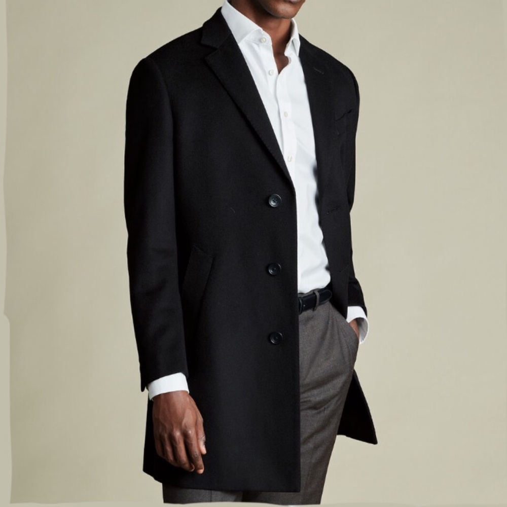 Charles Tyrwhitt Pure Wool Overcoat - Black in 46R